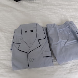 French unworn men&#39;s 100% light blue cotton pyjamas size small (17706) HW