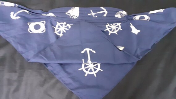 Vintage nautical themed navy blue bandana / head … - image 6