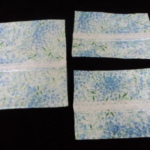 Set of three handmade fully lined vintage fabric and lace lingerie / gift bags (09864) G70