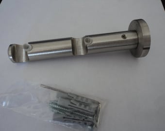 Silver coloured metal double curtain pole fixings for a 12 mm pole (13011) G43