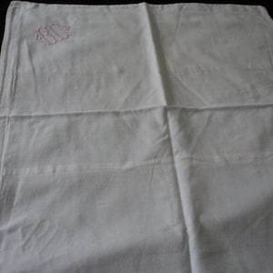 French vintage white cotton embroidered initials B & C pillowcase (14709) UB5