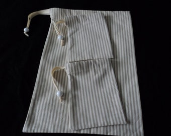 Set of three handmade thick cotton reusable storage bags (A107-8-9-10-11-12) AA1