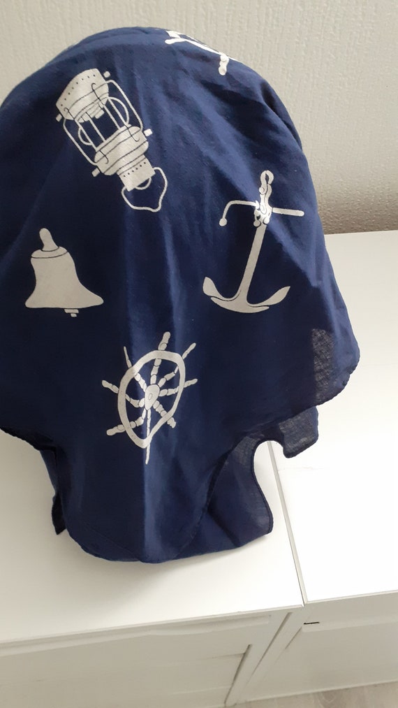 Vintage nautical themed navy blue bandana / head … - image 3