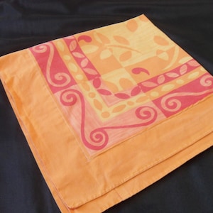 French vintage orange and red cotton pillow case  (17694)  G73 vp