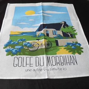 French cotton printed Golfe du Morbihan kitchen hand towel / tea towel  (17211) DR6