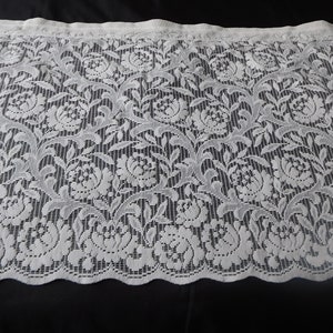 French vintage thick cream lace net curtain with a floral design 57 cm length  (18093-18094) G66