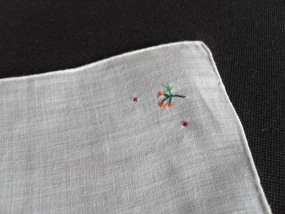 French vintage white fine cotton embroidered hand… - image 3