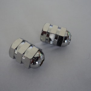 A pair of unused French vintage brass and chrome curtain / light cord pulls  (14817-14818) B2 #