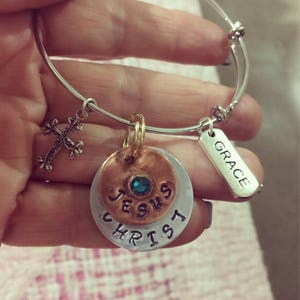 Adjustable christian charm bracelet