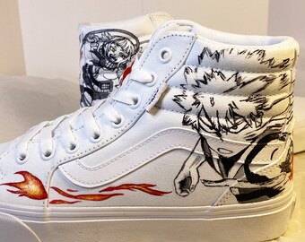 custom white high top vans