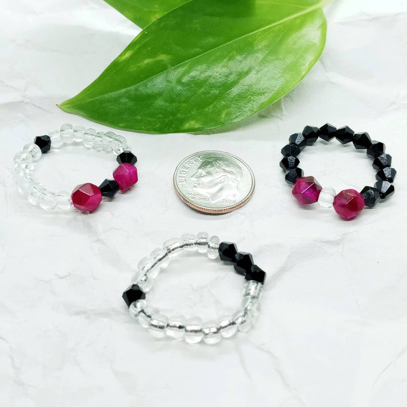 Gift for Her Gemstone Jewelry Beaded Stretchy Rings Stackable Seed Bead Rings Bohemian Accessories Colorful Rings for Her Cute Jewelry