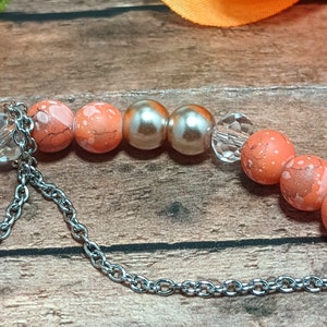 Orange and Silver breathe Beaded Stretch Bracelet With Silver Chain ...