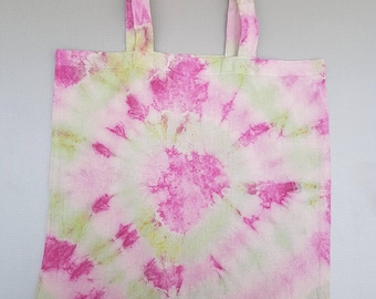 Hand painted tie dye cotton tote bag.