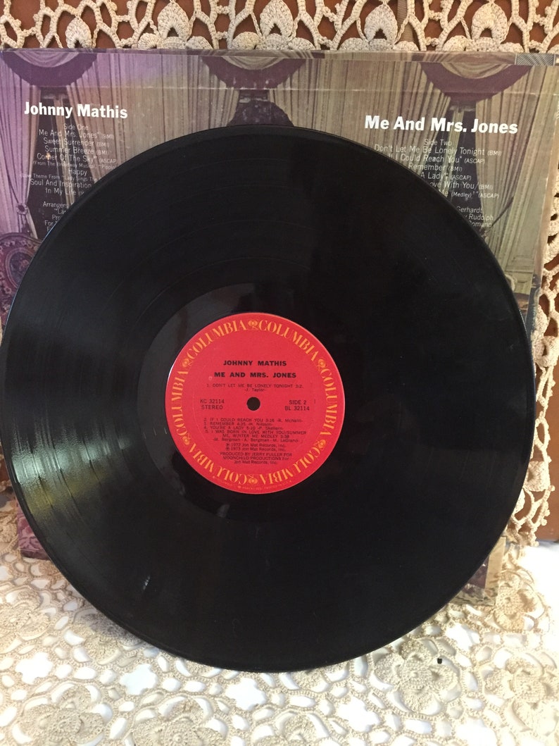 Johnny Mathis Me And Mrs. Jones Vinyl Record Rare 1973, Classic Relaxing Music, Mid-Century Modern image 2