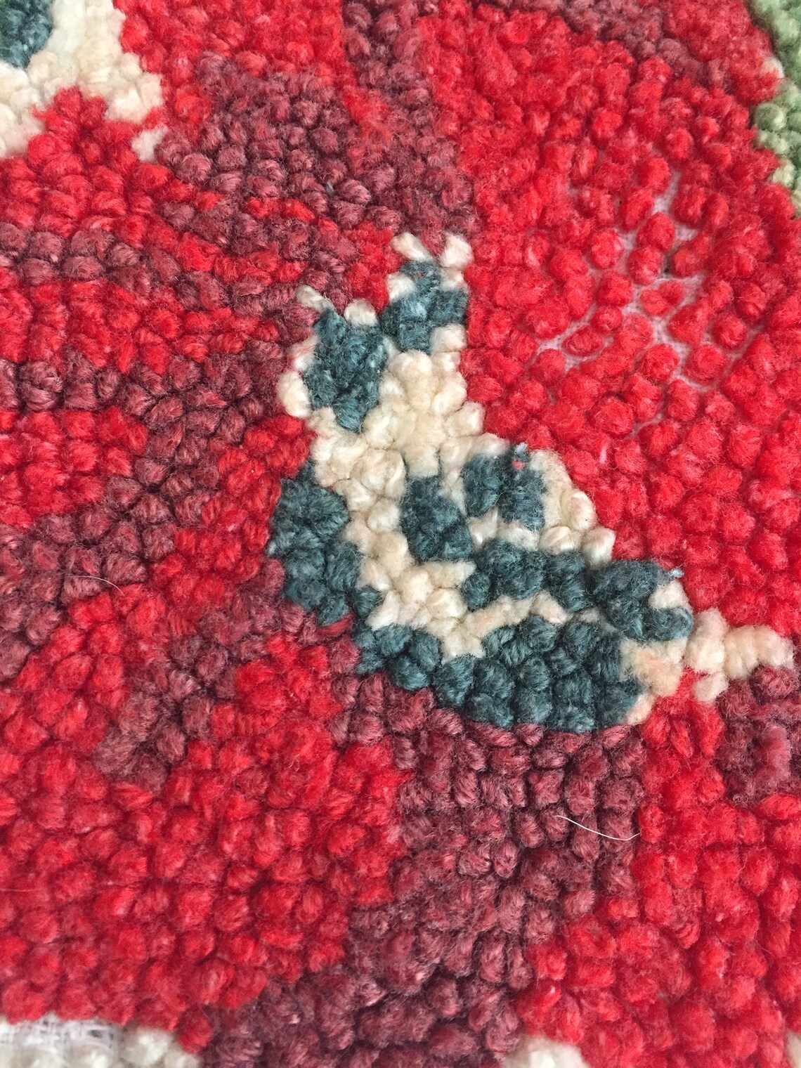 Vintage Wool Rug Roses and Leaves Hand Hooked Wool Rug Etsy