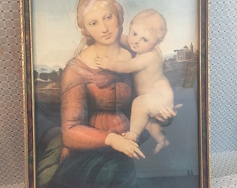 Vintage Madonna and Child Art , Ornate Wood Gold Frame, Mother Mary, Holy Mother Mary Wall Art, Religious Collectables