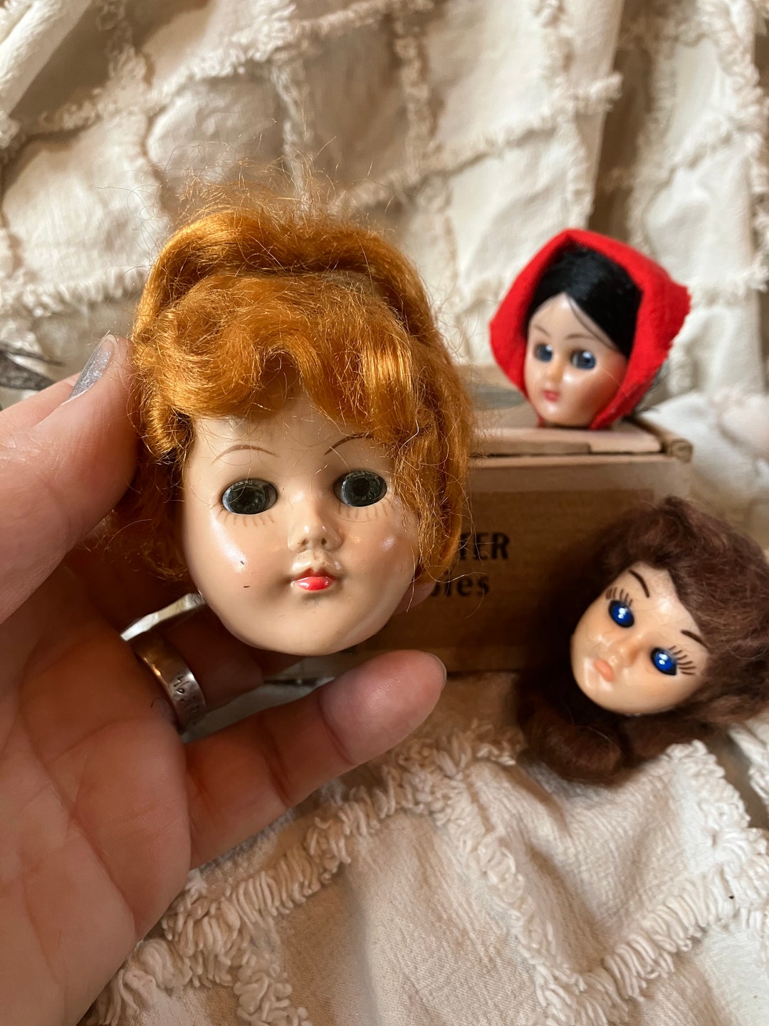 Vintage Doll Heads Set of 3 Creepy Dolls Assembledge Art Etsy