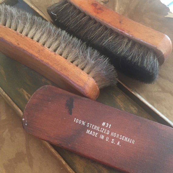 Vintage Horsehair Brushes Collection of 3 Wooden Brushes Etsy