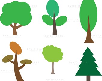 6 icônes d’arbre haute résolution : arbre vecteur