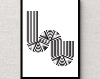 Abstract Tube Print | Modern Black and White Printable Art | Minimalist Wall Decor