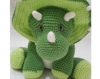 Amigurumi Triceratops Plüsch, benutzerdefinierte Dinosaurier kuschelige Tier Spielzeug, handgemachte häkeln weiches Spielzeug