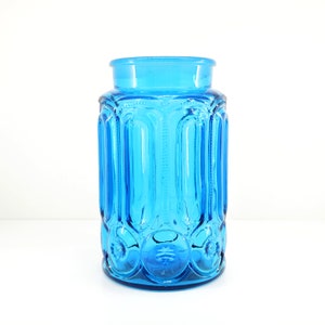XL 9.5&quot; Canister—No Lid—“Moon & Stars”  L.E. Smith Kitchenware Replacement Extra-Large Blue Storage Jar #6285