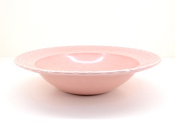 9-Inch “Native California” Solid Pink Vernonware Vegetable Bowl – Vintage Vernon Kilns Colorware Serving Bowl with Leaf Edge Detail