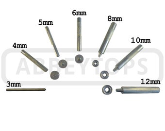 Ösen Setzwerkzeug Leder Handwerk Reparatur Tülle 3mm 4mm 5mm 6mm 8mm 10mm 12mm & 14mm mit 100 KOSTENLOSEN Ösen