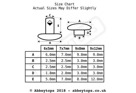 Leather Rivet Size Chart