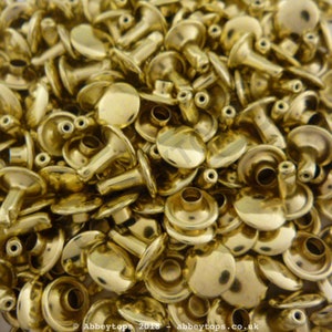 Double Cap Rivets 6x5 7x7 9x8, 9x10, 9x12 & 13x8 Stud Rapid Rivets Leather Craft Repair x100 Brass