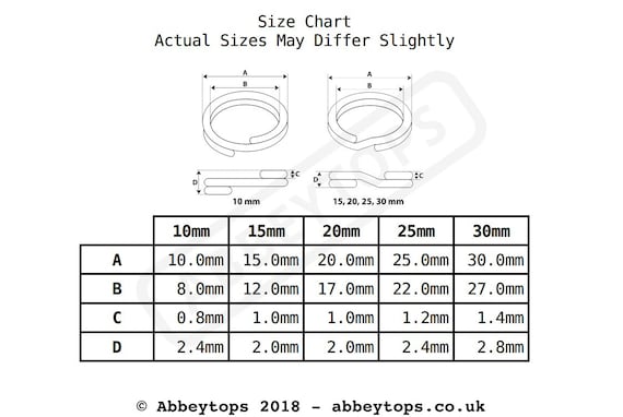Split Key Ring Size Chart