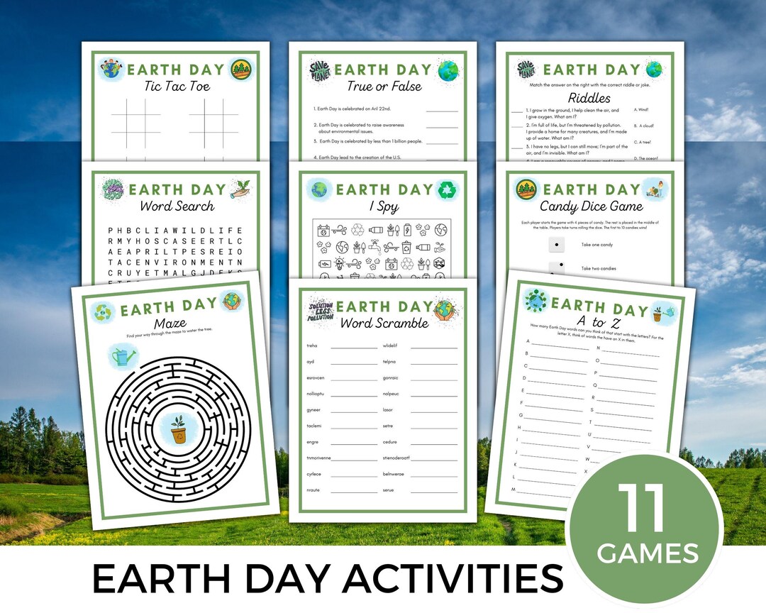 Earth Day Activity Bundle, PRINTABLE, Earth Day Game for Kids & Adults ...
