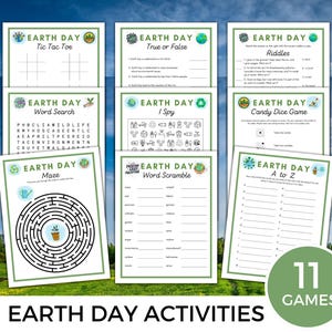 Earth Day Activity Bundle, PRINTABLE, Earth Day Game for Kids & Adults, Homeschool Worksheet, Classroom Activities, Trivia, Instant Download