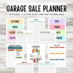 Garage Sale Planner PRINTABLE, Garage Sale Checklist, Family Garage Sale Binder, Yard Sale Planning & Setup, Sale Tracker, Digital Download