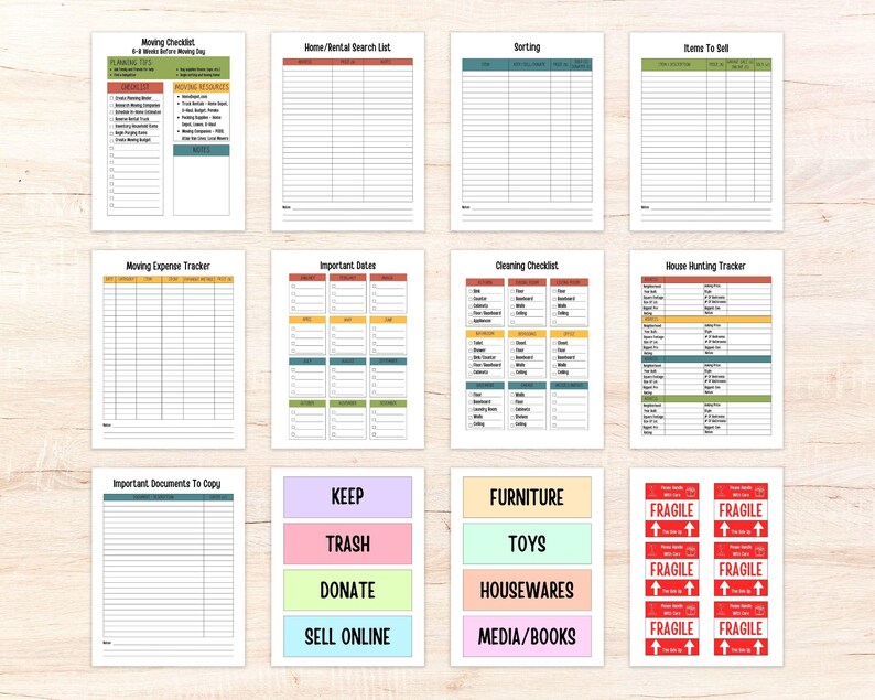 Label Review Checklist Moving Planner, Checklist & Labels, Digital Download - Etsy