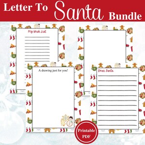 Letter To Santa Bundle, DRUCKBARER Weihnachtsbrief, Wunschliste, Weihnachtsmann-Zeichnungsseite, Kinder-Weihnachtsschreibaktivität, Lieber Weihnachtsmann-Brief DIY
