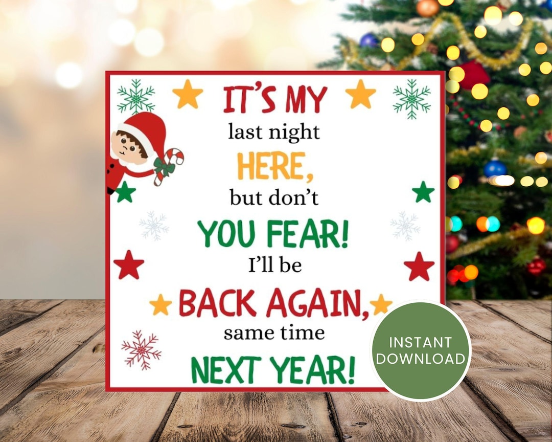 Elf Goodbye Letter, PRINTABLE, Elf Departure Note, Elf I'll Be Back ...