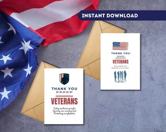 Veterans Day Thank You Card PRINTABLE, Happy Veterans Day, Military Card, Thank You For Your Service, Hero Greeting Card, Instant Download