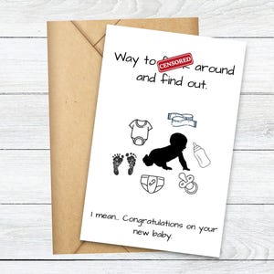 F Around And Find Out, Tarjeta de felicitación con palabras malsonantes para imprimir para un bebé recién nacido, una mamá primeriza, un papá primerizo, Tarjeta de felicitación divertida para nuevos padres