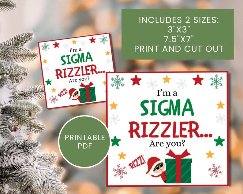Funny Elf Prop Sign, PRINTABLE, Sigma Rizzler Elf Sign, Elf Slang Note ...