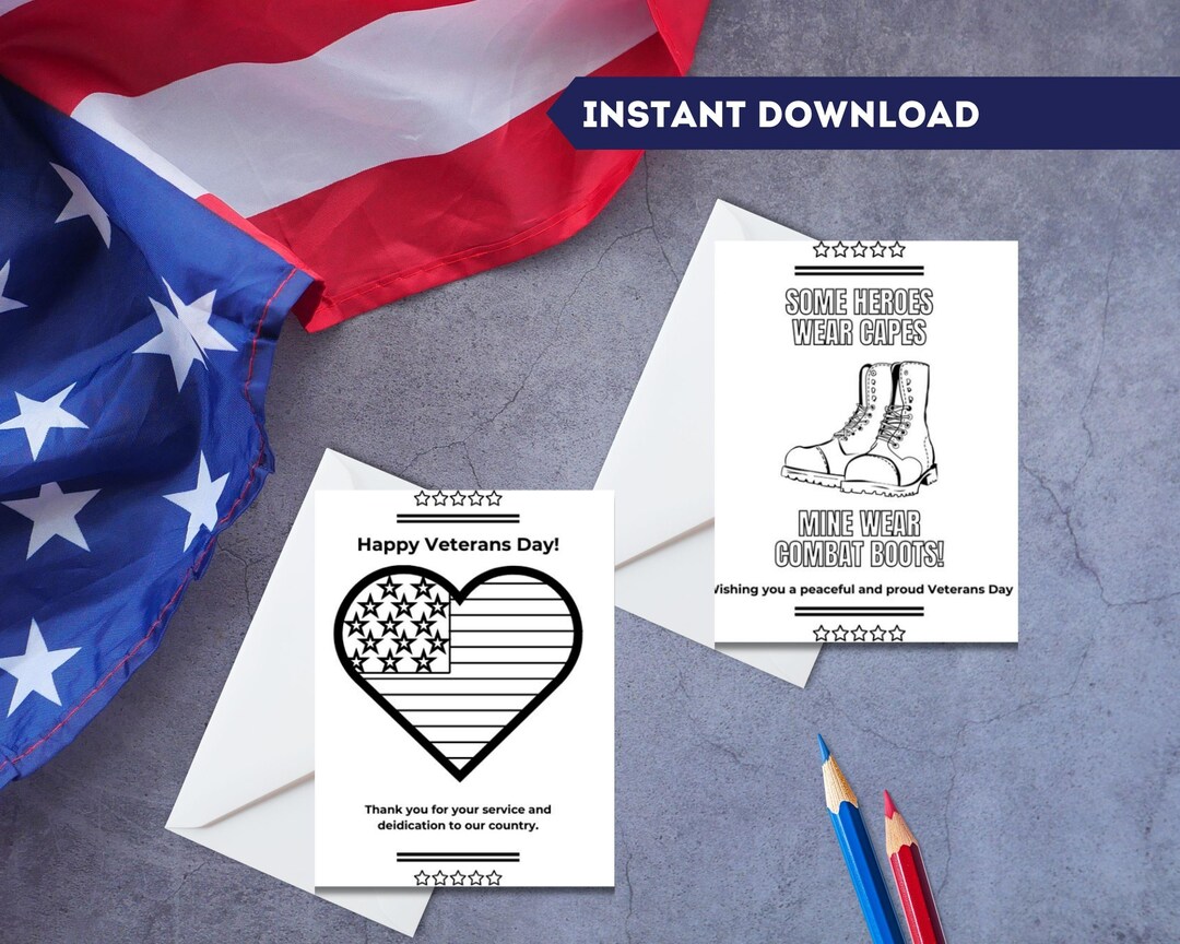 Veterans Day Greeting Card PRINTABLE, Happy Veteran's Day, Kids Hero ...