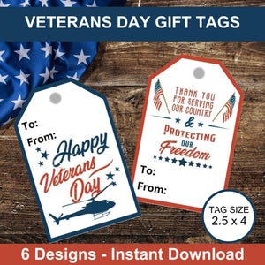 Afdrukbare cadeaukaartjes Veteranendag, Happy Veterans Day Tags, Military Hero Appreciation Favor Tags, Cookie Tags, Bedankt voor je service
