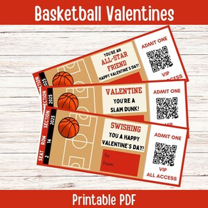 Basketball Valentinstag Karte, DRUCKBARE Basketball Ticket Valentine, Slam Dunk Valentinstag, Kinder Schule Valentinstag Karten, Instant Download