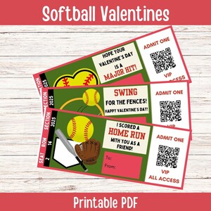 Softball Valentinstag Karte, DRUCKBARE Softball Ticket Valentinstag, Home Run Valentinstag, Kinder Schule Valentinstag Karten, Instant Download