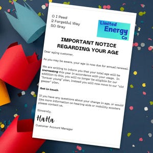 Lustige Geburtstagskarte zum Geburtstag, Energiekosten Rechnung, lustige Geburtstagskarte, für Männer, für Papa, für Mama, für hohes Alter für ihn, für Sie