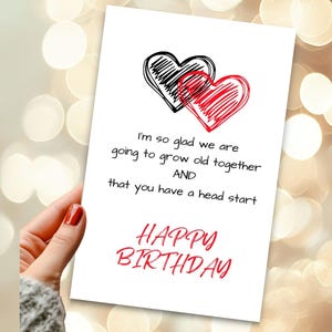 Cartão de aniversário para marido mais velho, esposa, cartão de aniversário engraçado para imprimir, cartão de aniversário para envelhecer, cartão do marido, cartão de aniversário da esposa