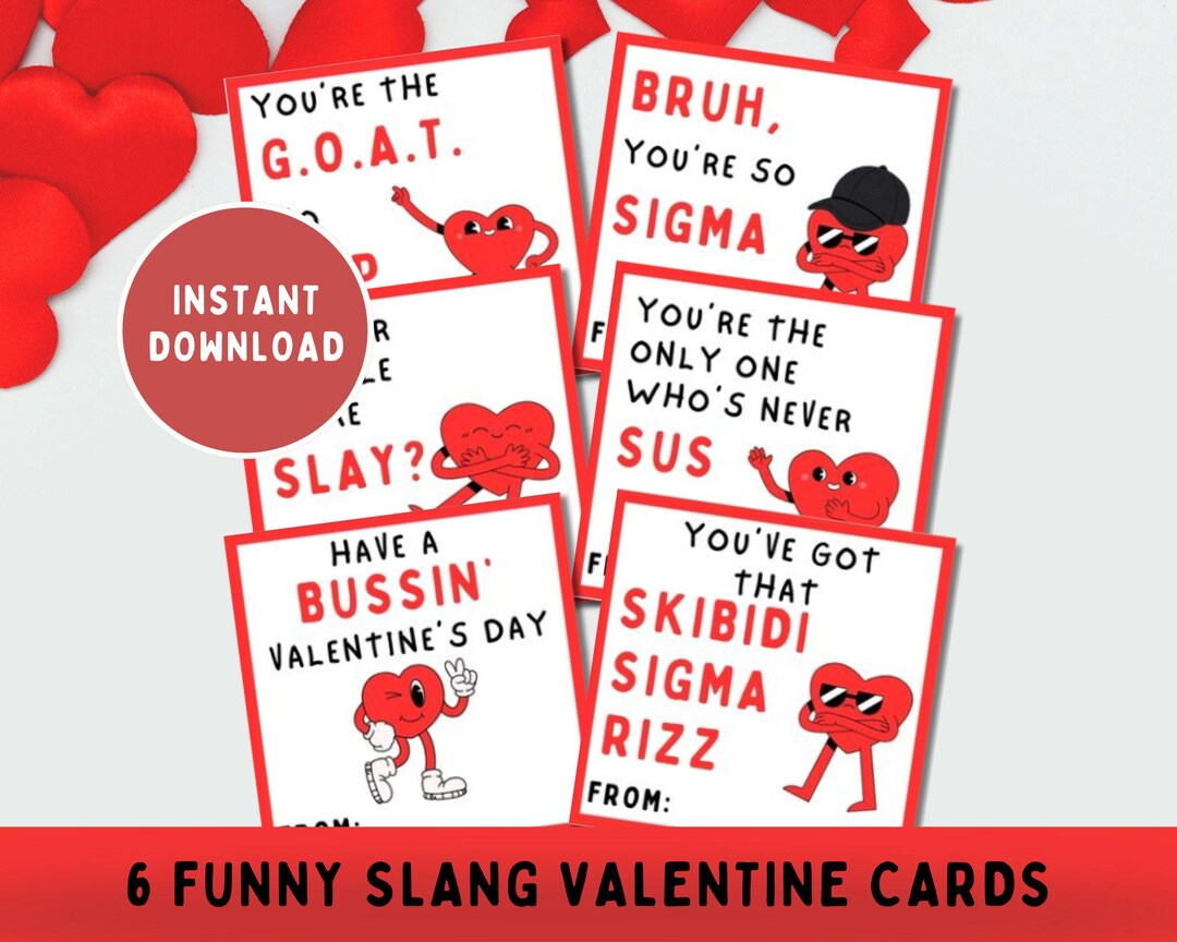 Funny Slang Valentines Card, PRINTABLE, Bruh Valentine Cards, Skibidi ...