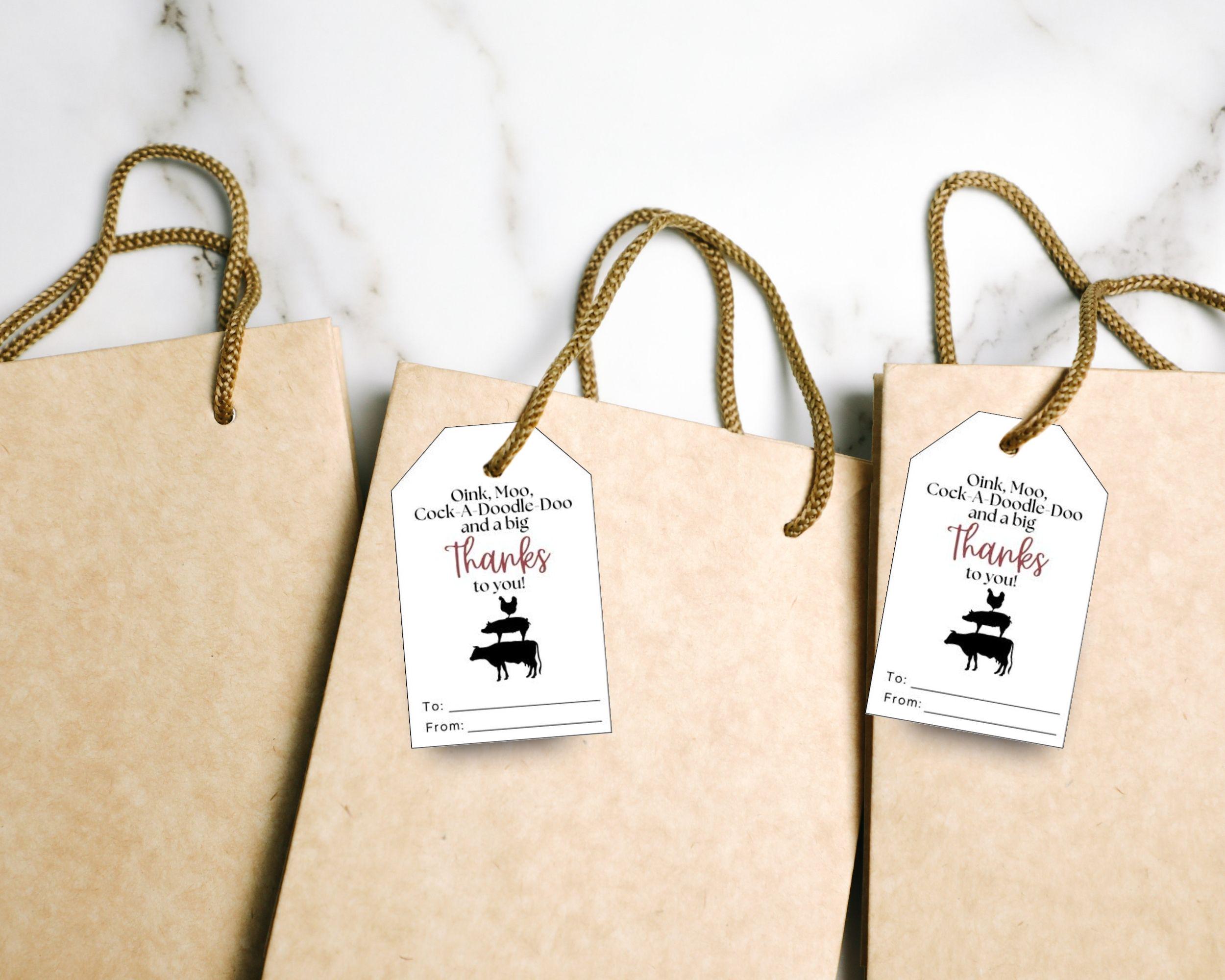 Farm Thank You Gift Tag, PRINTABLE, Farm Animal Silhouette, Big Thanks ...