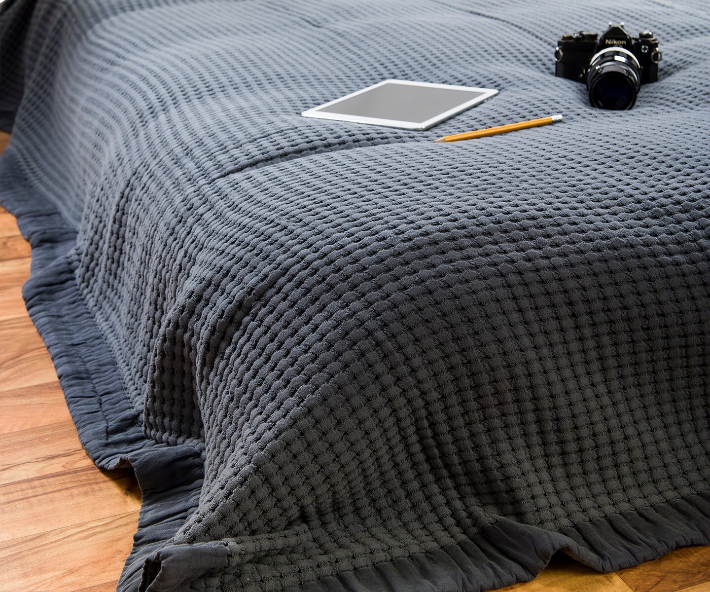 Waffle Throw Blanket Navy Bedspread Coverlet Thermal Quilt Etsy