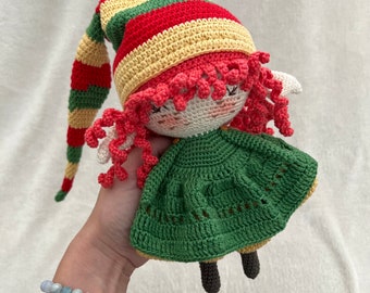 Elf Doll / Crochet Amigurumi Toy / Ready To Ship / Christmas Elf Doll / 9 inches